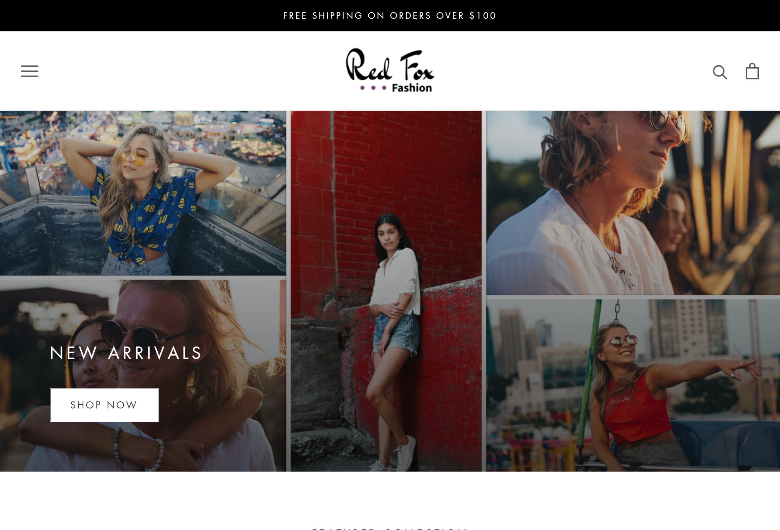 Screenshot of Red Fox Fashion home page